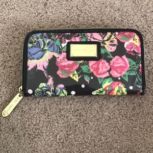 Betsy Johnson floral and polka dot wallet